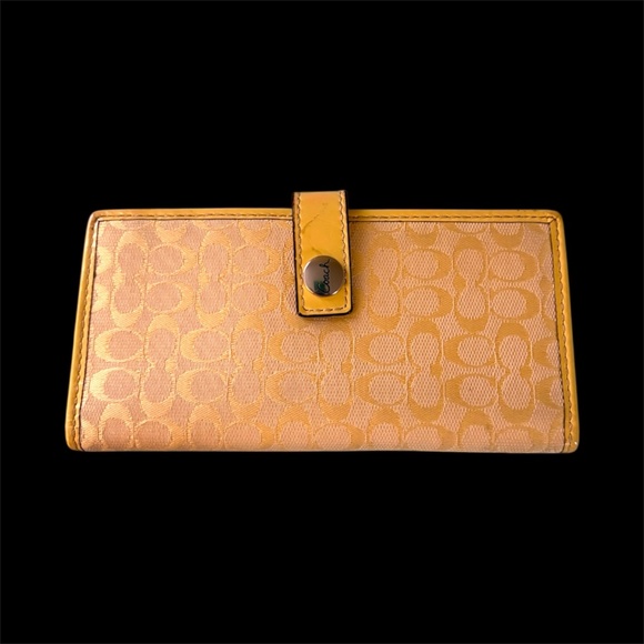 Coach Checkbook Cover, Yellow Facric - Picture 1 of 5